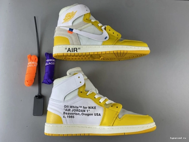 White NRG Dark x Yellow-Cone Jordan Powder 1 Off-White Air AQ0818-149 0702